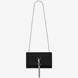 Saint Laurent Medium Kate Bag With Tassel In Black Grained Leather TDBS28644