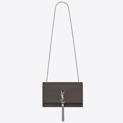 Saint Laurent Medium Kate Bag With Tassel In Grey Grained Leather TDBS28647