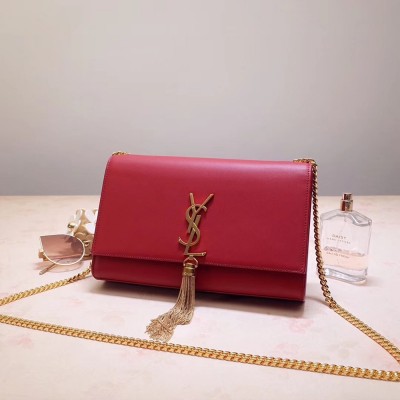 Saint Laurent Medium Kate Bag With Tassel In Red Smooth Leather TDBS28650