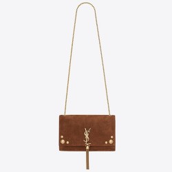 Saint Laurent Medium Kate Tassel Bag In Brown Suede And Studs TDBS28652