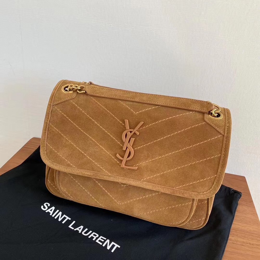 Saint Laurent Medium Niki Bag In Brown Suede TDBS28709