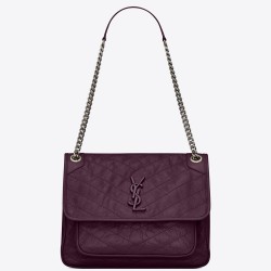 Saint Laurent Medium Niki Bag In Prunia Crinkled Leather TDBS28712