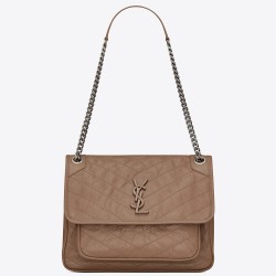 Saint Laurent Medium Niki Bag In Taupe Crinkled Leather TDBS28715