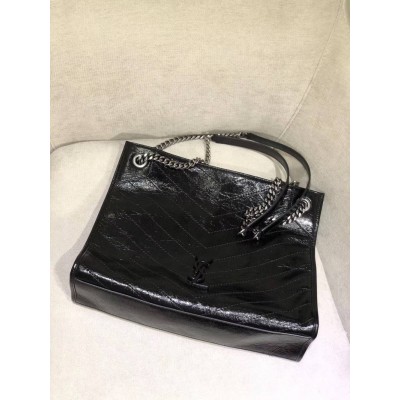 Saint Laurent Medium Niki Shopping Bag In Black Leather  TDBS28719