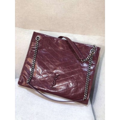 Saint Laurent Medium Niki Shopping Bag In Bordeaux Leather  TDBS28720