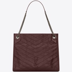 Saint Laurent Medium Niki Shopping Bag In Bordeaux Leather  TDBS28720