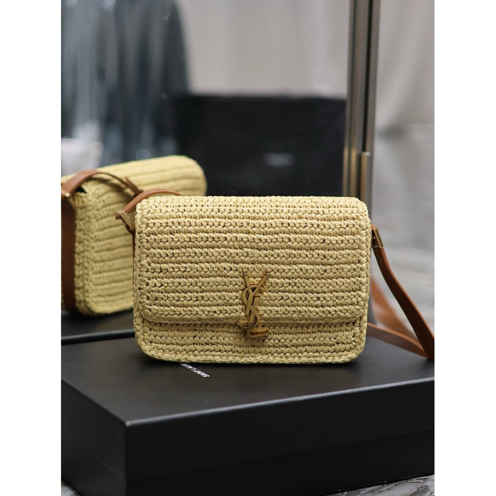 Saint Laurent Medium Solferino Bag in Naturel Raffia TDBS28789