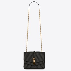 Saint Laurent Medium Sulpice Bag In Black Matelasse Leather TDBS28806