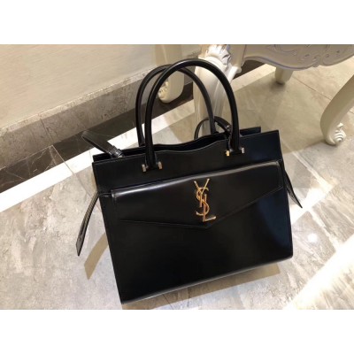 Saint Laurent Medium Uptown Tote In Black Smooth Leather TDBS28827