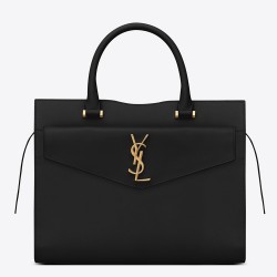 Saint Laurent Medium Uptown Tote In Black Smooth Leather TDBS28827