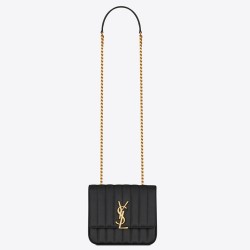 Saint Laurent Medium Vicky Bag In Black Grained Leather TDBS28846