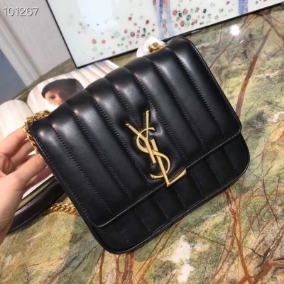 Saint Laurent Medium Vicky Bag In Black Lambskin TDBS28847