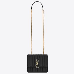 Saint Laurent Medium Vicky Bag In Black Lambskin TDBS28847