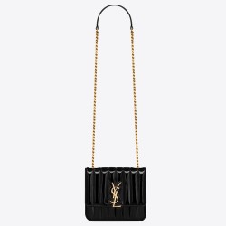 Saint Laurent Medium Vicky Bag In Black Patent Leather TDBS28848