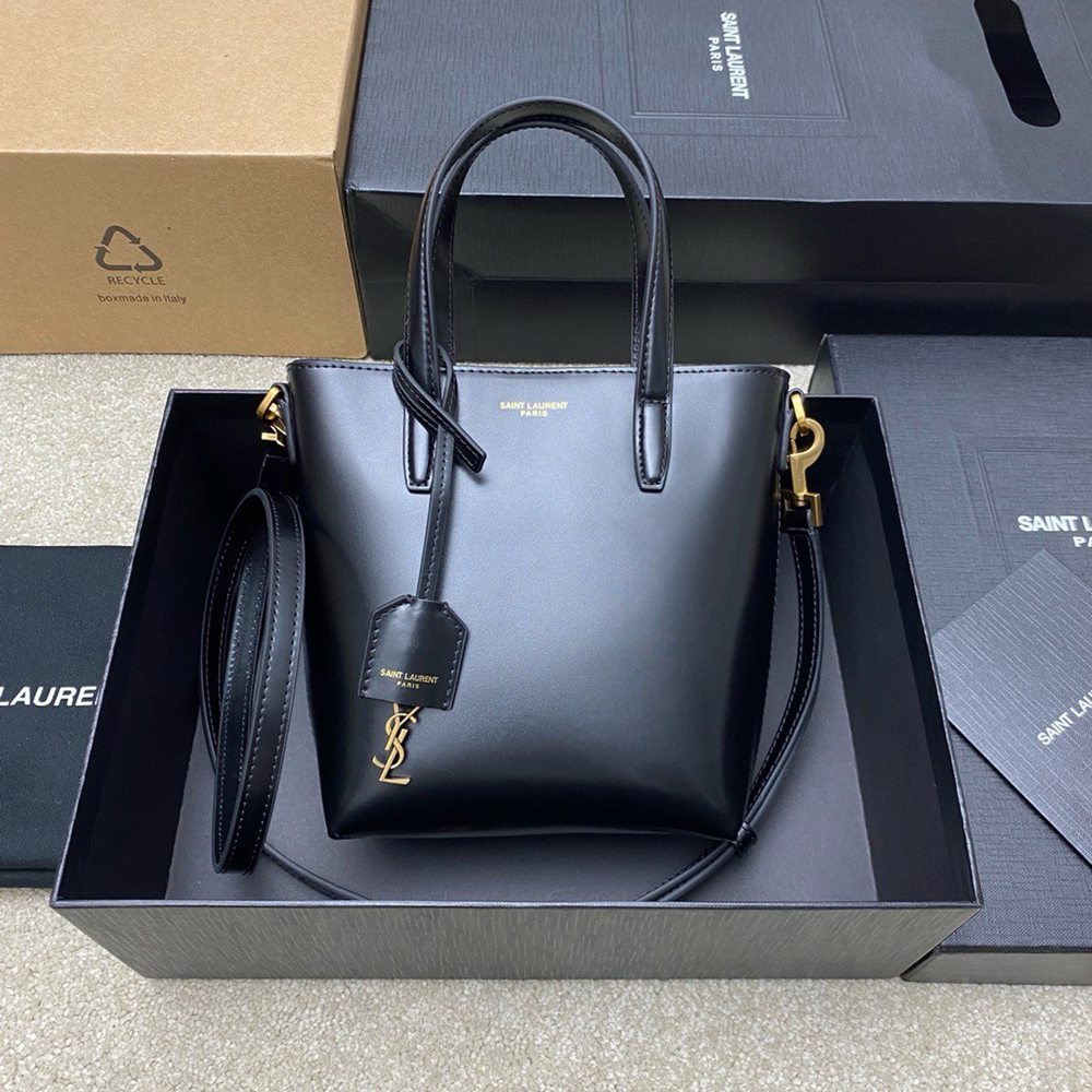 Saint Laurent Mini Toy Shopping Bag in Black Calfskin TDBS28780