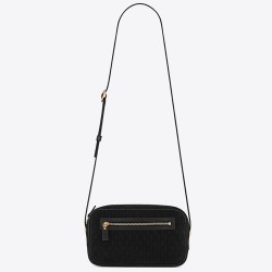 Saint Laurent Monogram All Over Camera Bag In Black Suede TDBS28580