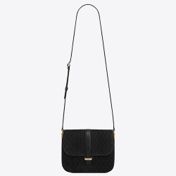 Saint Laurent Monogram All Over Small Satchel In Black Suede TDBS28691