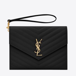 Saint Laurent Monogram Clutch In Black Grained Leather TDBS28582