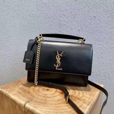 Saint Laurent New Medium Sunset Bag In Black Calfskin TDBS28810