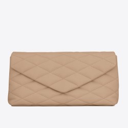 Saint Laurent Sade Puffer Envelope Clutch In Beige Lambskin TDBS28586