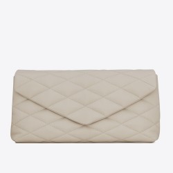 Saint Laurent Sade Puffer Envelope Clutch In White Lambskin TDBS28587