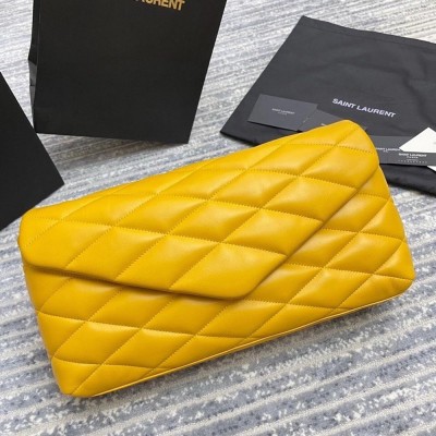 Saint Laurent Sade Puffer Envelope Clutch In Yellow Lambskin TDBS28588