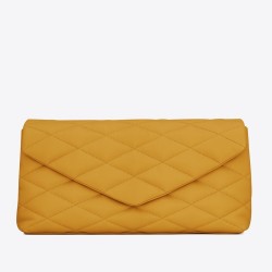 Saint Laurent Sade Puffer Envelope Clutch In Yellow Lambskin TDBS28588