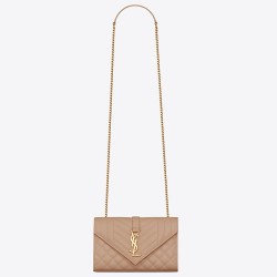 Saint Laurent Small Envelope Bag In Beige Grained Leather TDBS28616