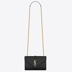 Saint Laurent Small Envelope Bag In Black Grained Leather TDBS28617