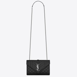 Saint Laurent Small Envelope Bag In Noir Grained Leather TDBS28618