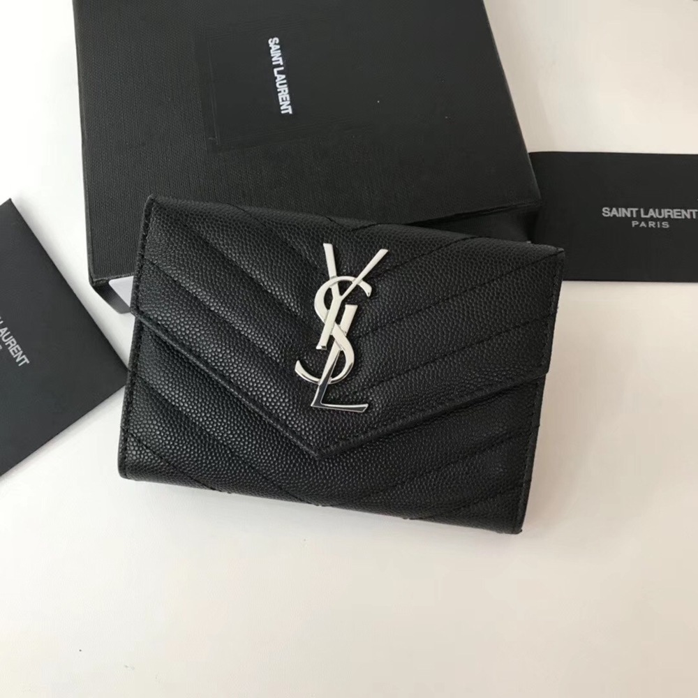 Saint Laurent Small Envelope Wallet In Noir Leather TDBS28869