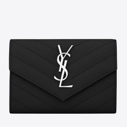 Saint Laurent Small Envelope Wallet In Noir Leather TDBS28869