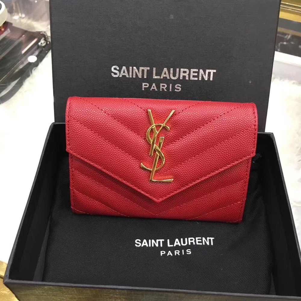 Saint Laurent Small Envelope Wallet In Red Leather TDBS28870