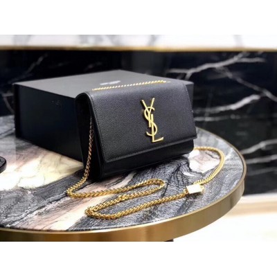 Saint Laurent Small Kate Bag In Black Grained Leather TDBS28653