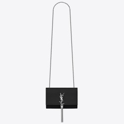 Saint Laurent Small Kate Tassel Bag In Black Grained Leather TDBS28654