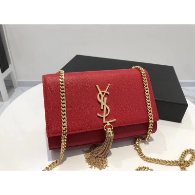 Saint Laurent Small Kate Tassel Bag In Red Grained Leather TDBS28656