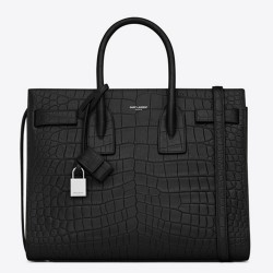 Saint Laurent Small Sac De Jour Bag In Black Crocodile Leather TDBS28752