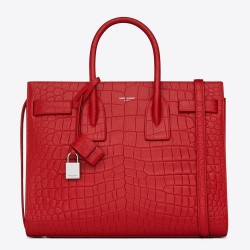 Saint Laurent Small Sac De Jour Bag In Red Crocodile Leather TDBS28754