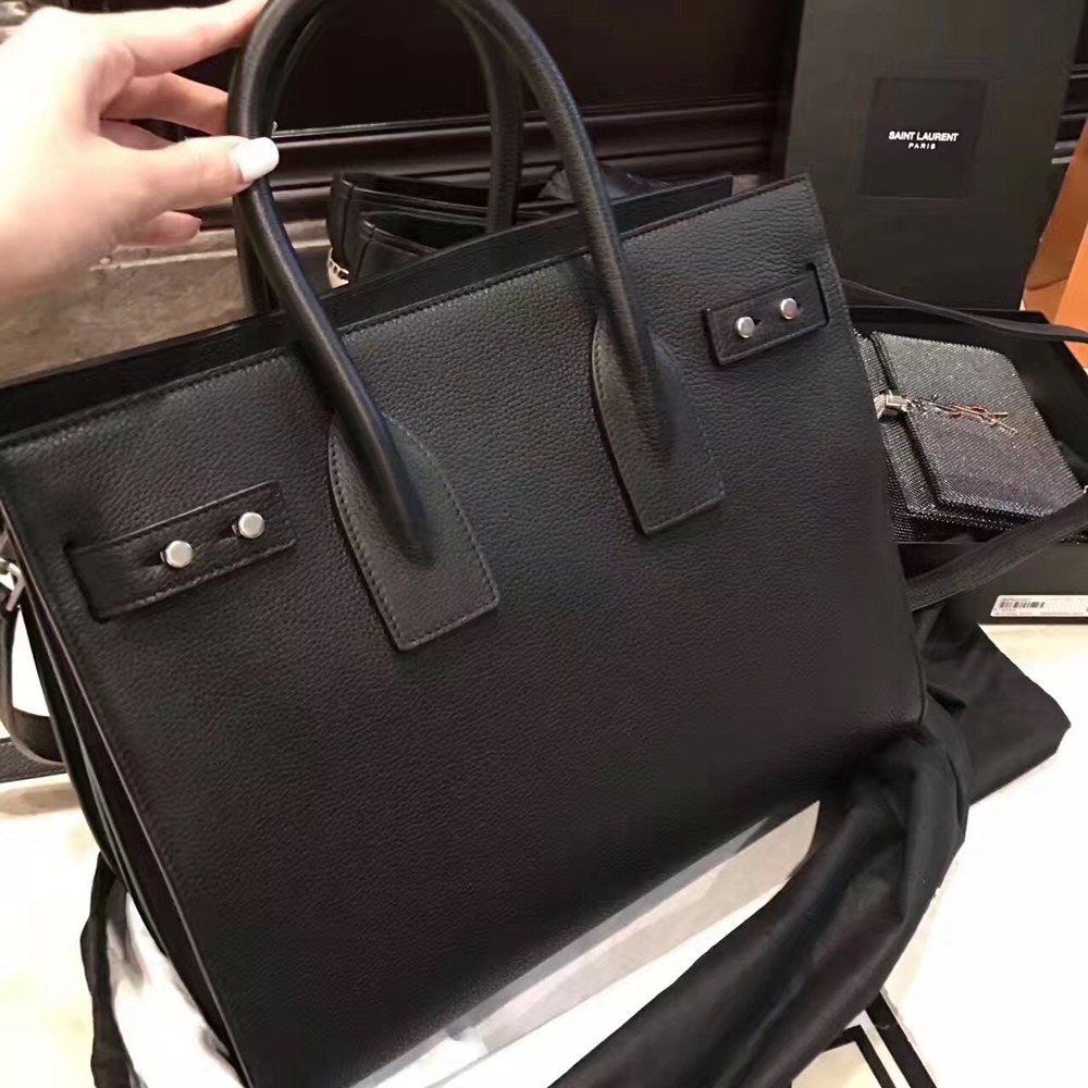 Saint Laurent Small Sac de Jour Souple Bag In Black Grained Leather TDBS28755