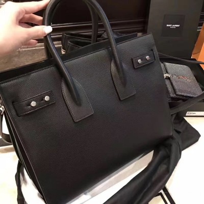 Saint Laurent Small Sac de Jour Souple Bag In Black Grained Leather TDBS28755