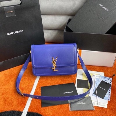 Saint Laurent Solferino Medium Bag In Blue Box Calfskin TDBS28791