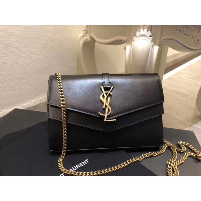 Saint Laurent Sulpice Chain Wallet In Black Smooth Leather TDBS28872