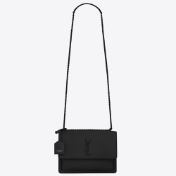 Saint Laurent Sunset Medium All Black Leather Bag TDBS28811