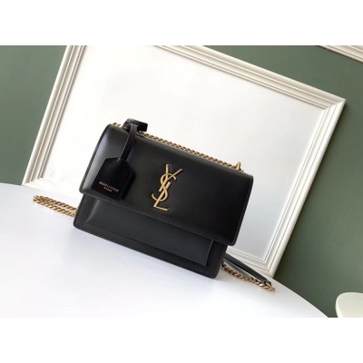 Saint Laurent Sunset Medium Bag In Black Calfskin TDBS28812