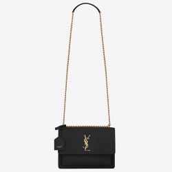 Saint Laurent Sunset Medium Bag In Black Calfskin TDBS28812