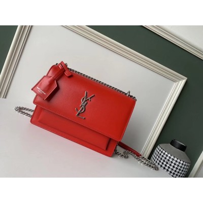 Saint Laurent Sunset Medium Bag In Red Calfskin TDBS28819