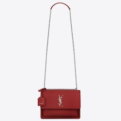 Saint Laurent Sunset Medium Bag In Red Calfskin TDBS28819