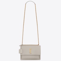 Saint Laurent Sunset Medium Bag In White Calfskin TDBS28821