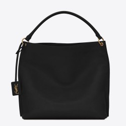 Saint Laurent Tag Hobo Bag In Black Calfskin TDBS28623