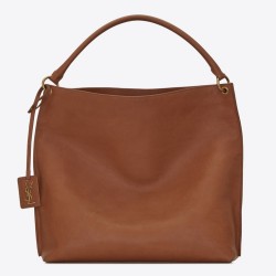 Saint Laurent Tag Hobo Bag In Brown Calfskin TDBS28624